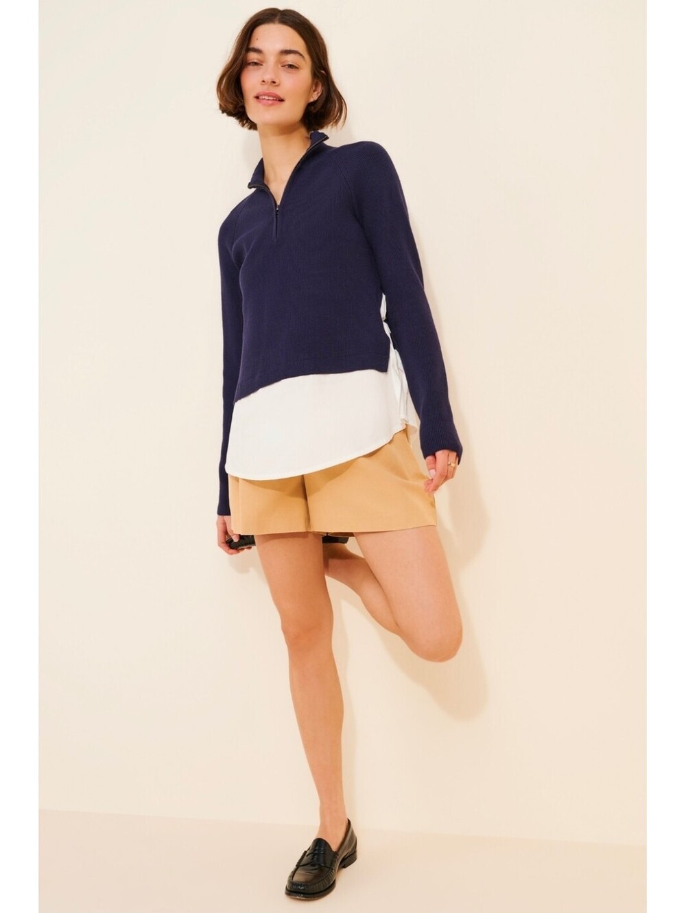 NWT Maeve by Anthropologie Half-Zip Twofer Mock-Neck Sweater. Size M. Ret. $128